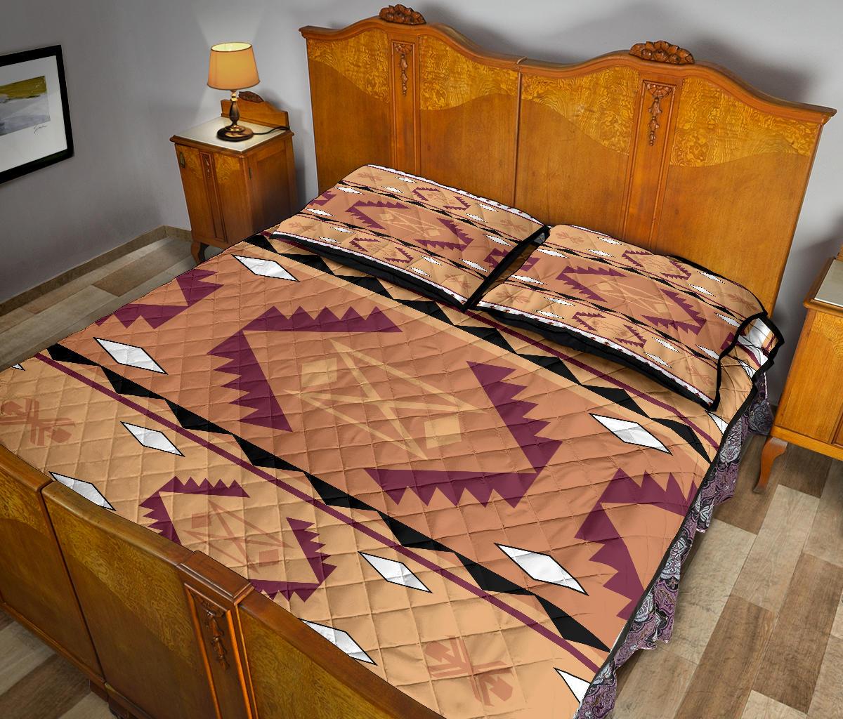 Pink Purple Pattern Native American Quilt Bed Set LT10 - Wonder Print Shop