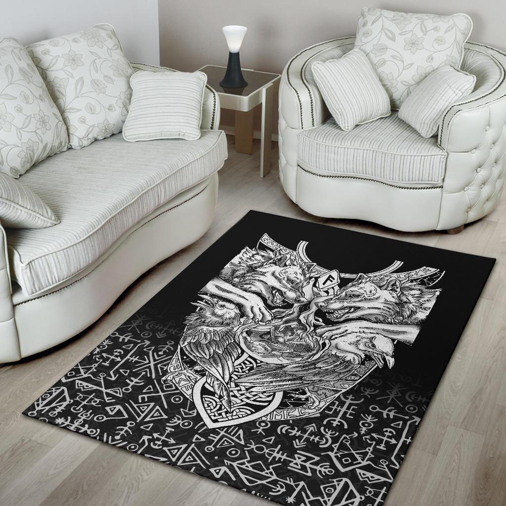 Viking Area Rug Wolf and Raven Special RLT12 - Wonder Print Shop