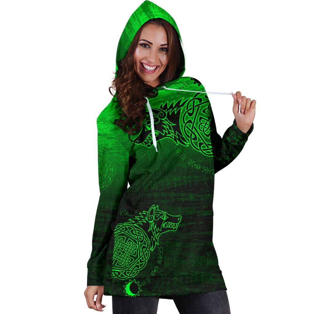 Viking Hoodie Dress, Skoll and Hati RLT12 - Wonder Print Shop