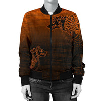 Viking Women's Bomber Jacket, Skoll and Hati Orange RLT12 - Wonder Print Shop