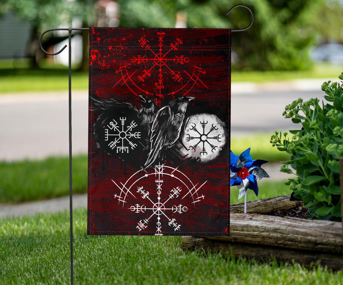 Viking Garden Flag Raven Of Odin and Symbol Viking On Blood Background RLT12 - Wonder Print Shop