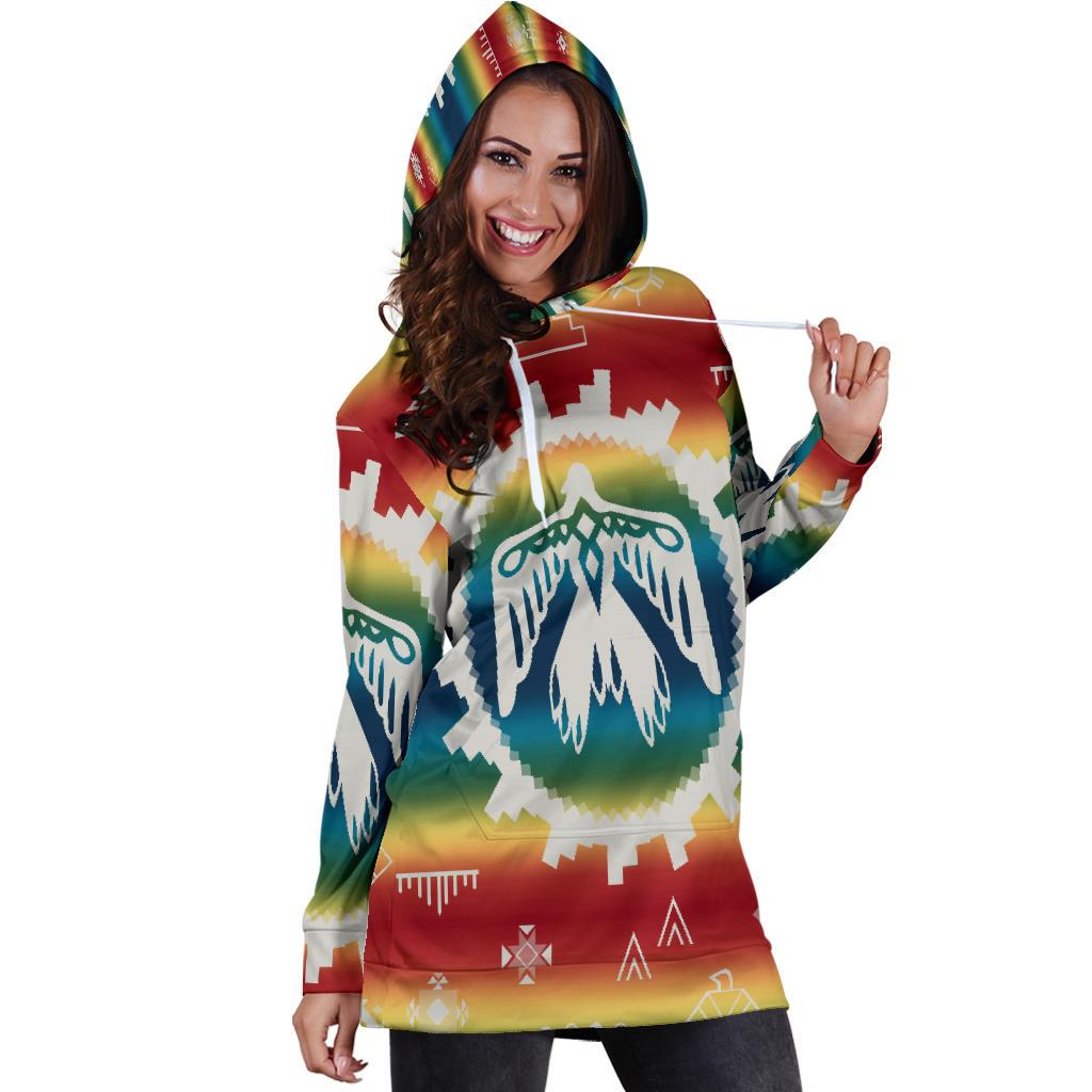 Phoenix Rising Native American Hoodie Dress LT10 - Wonder Print Shop