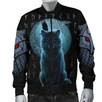 Viking Men's Bomber Jacket, Fenrir Viking Wolf and Moon RLT12 - Wonder Print Shop