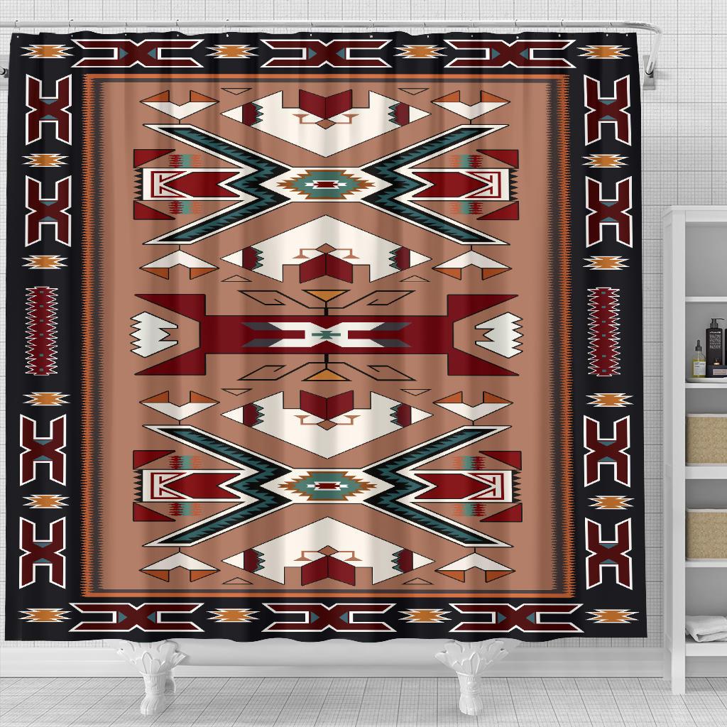 orange-geometric-native-american-shower-curtain