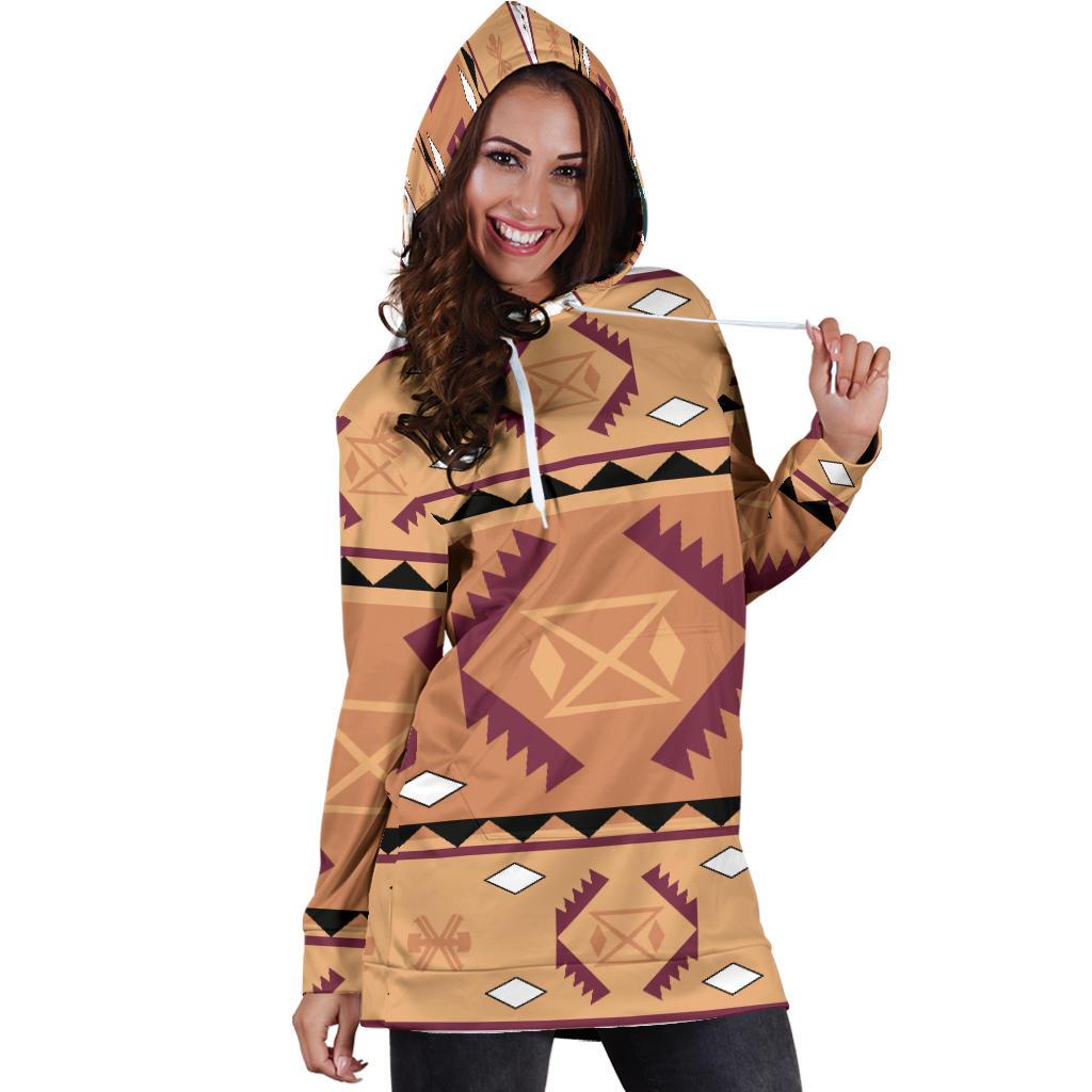 Pink Purple Pattern Native American Hoodie Dress LT10 - Wonder Print Shop