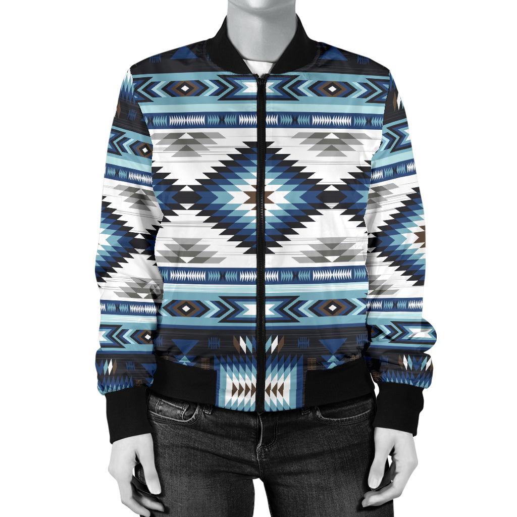 Blue Colors Pattern Women's Bomber Jacket LT10 - Wonder Print Shop