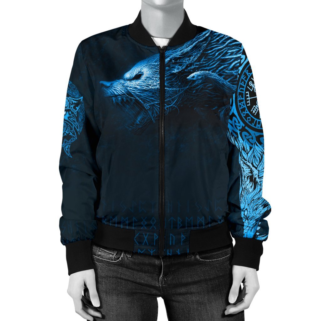 Viking Women's Bomber Jacket, Fenrir Wolf RLT12 - Wonder Print Shop