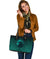 Viking Large Leather Tote Bag, Ethnic Odin Raven Cyan RLT12 - Wonder Print Shop