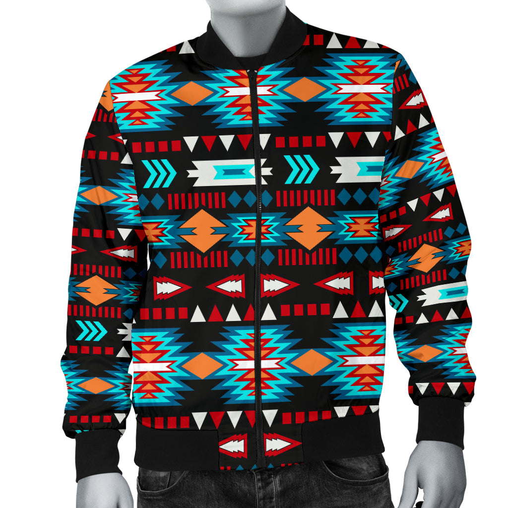 Light Neon Blue Pattern Men's Bomber Jacket LT10 - Wonder Print Shop