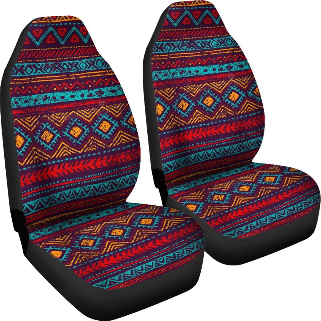 LT10 colorful tribal seat covers, two front cushions and back panels with bold geometric stripes