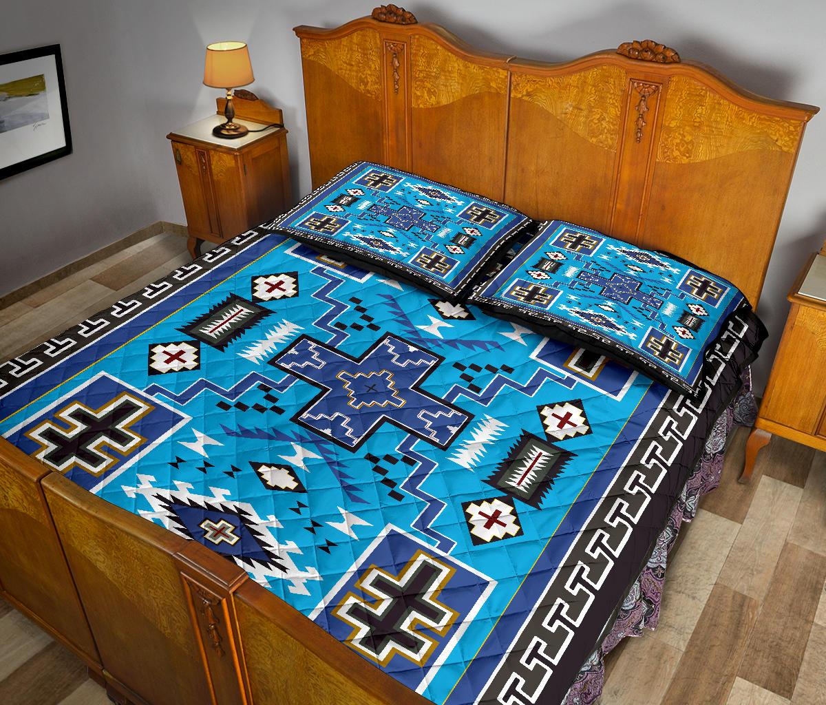 Light Blue Native American Quilt Bed Set LT10 - Wonder Print Shop