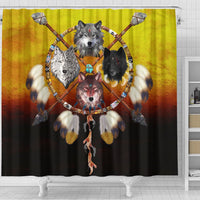 wolves-warrior-native-american-design-shower-curtain