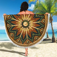 Naumaddic Arts Brown Stone Native American Design Beach Towel LT10 - Wonder Print Shop