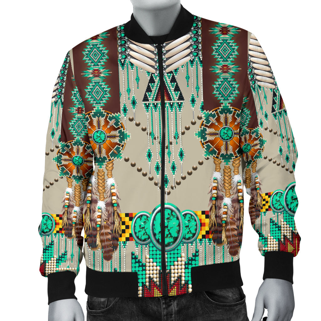 Green Pattern Breastplate Men's Bomber Jacket LT10 - Wonder Print Shop