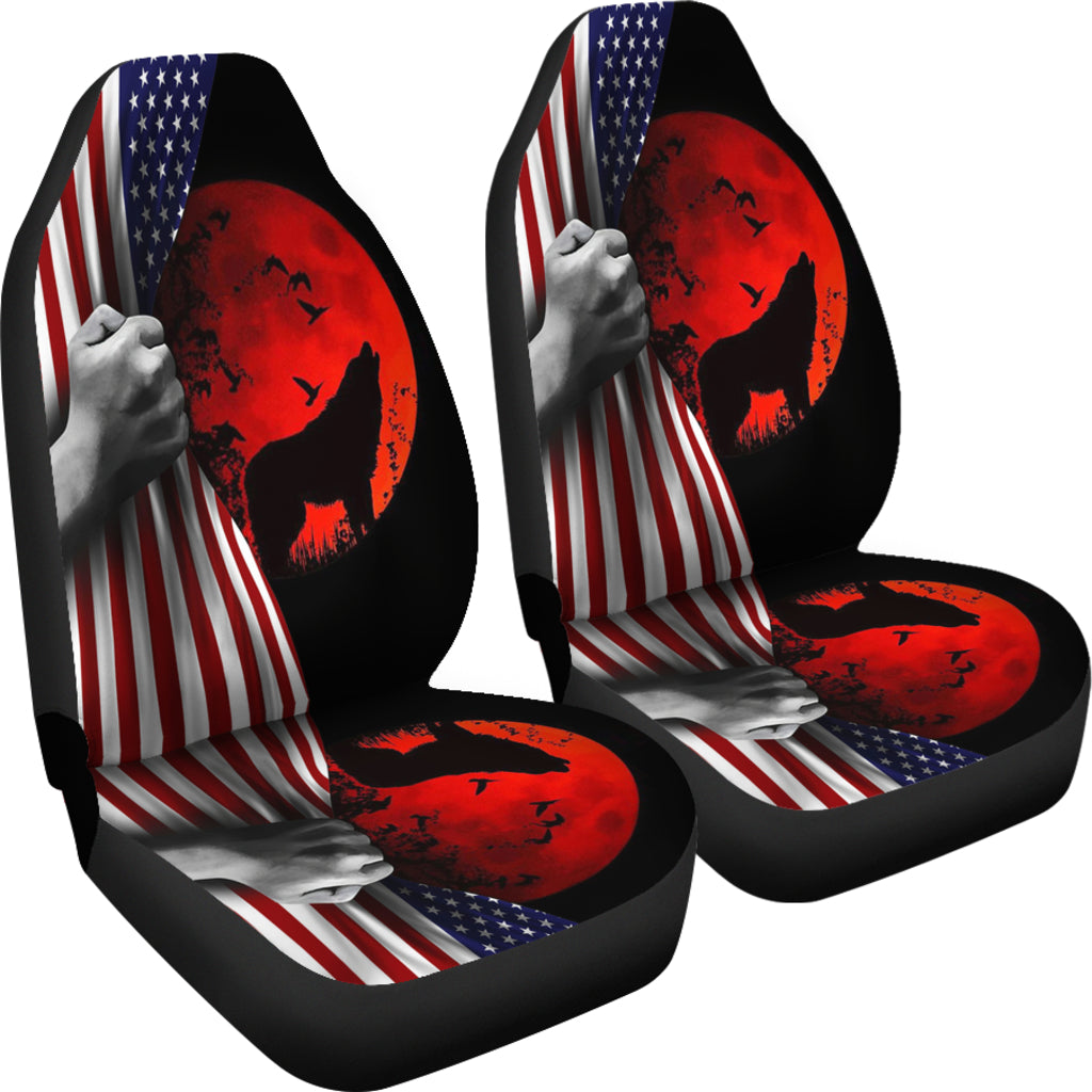 Flag Blood And Wolf Car Seat Covers LT10 - Wonder Print Shop