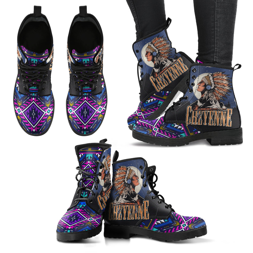 native-american-purple-tribe-pattern-leather-boots
