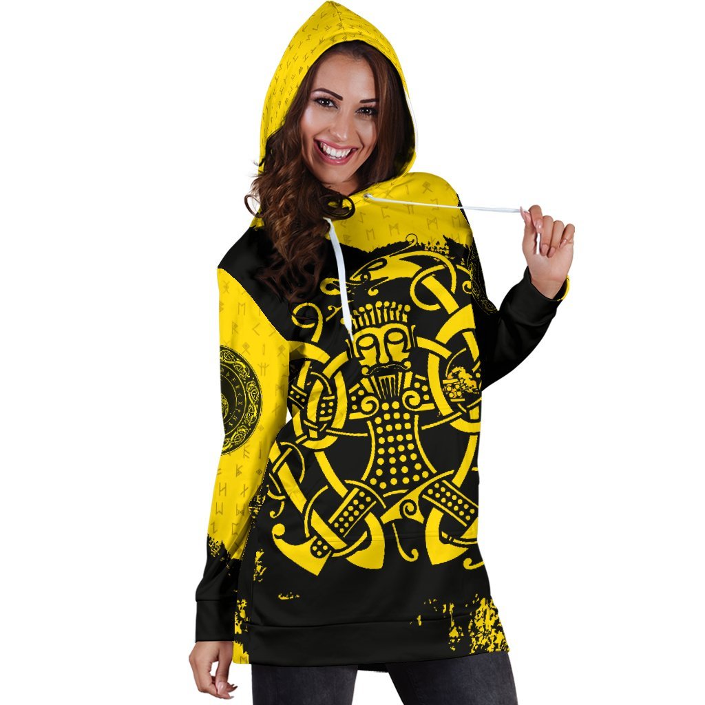Viking Hoodie Dress, Loki Bound Triskele Rune Gold RLT12 - Wonder Print Shop