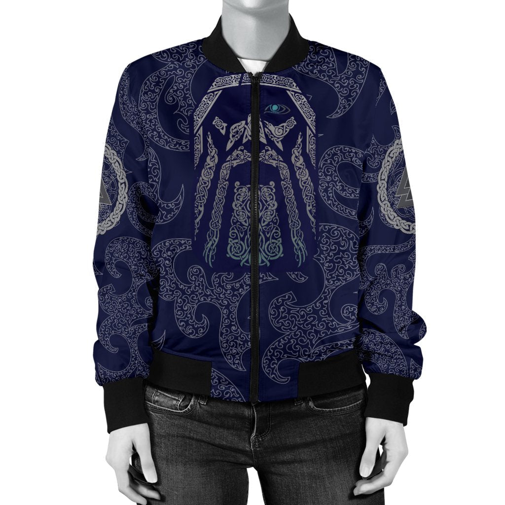 Viking Women's Bomber Jacket Odin God Tattoo RLT12 - Wonder Print Shop