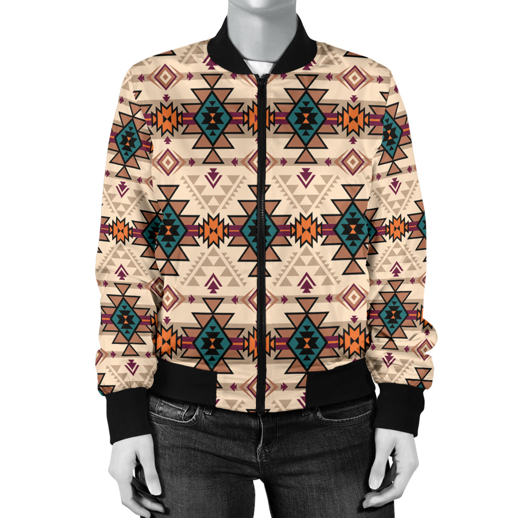 Retro Color Tribal Women's Bomber Jacket LT10 - Wonder Print Shop