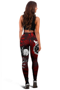 viking-womens-leggings-raven-of-odin-and-symbol-viking-on-blood-background