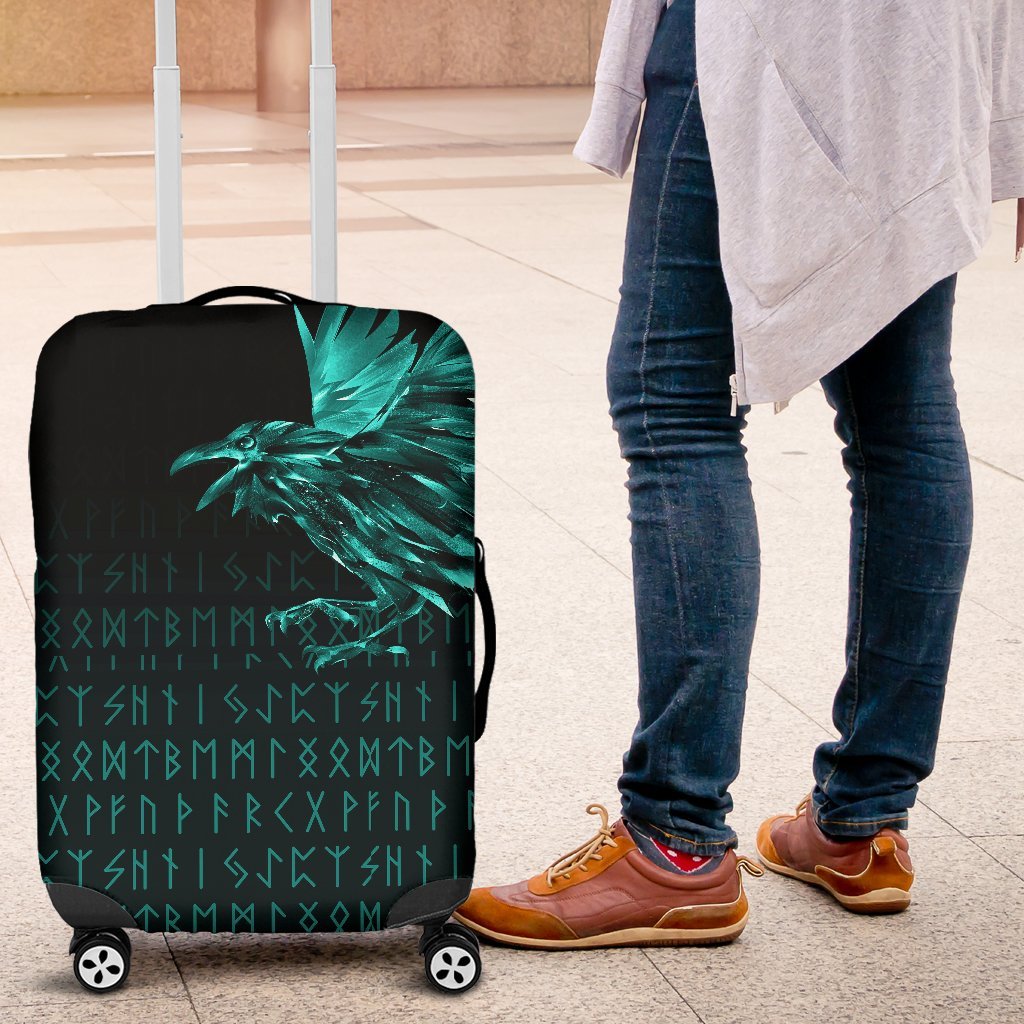 Viking Luggage Covers - The Raven Of Odin Rune Cyan RLT12 - Wonder Print Shop