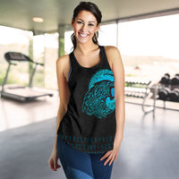 Viking Women's Racerback Tank - Fenrir Wolf Cyan RLT12 - Wonder Print Shop