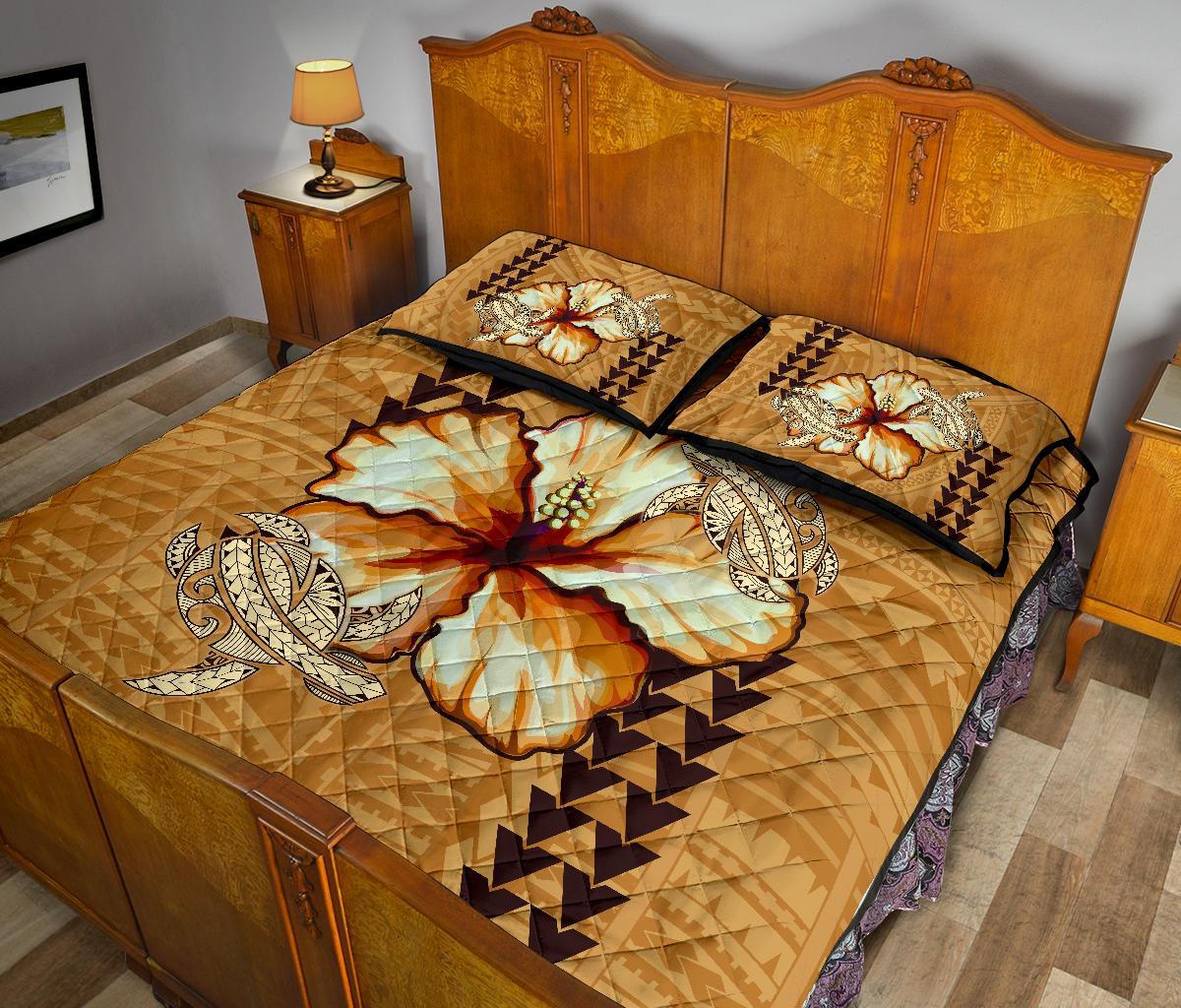 Hawaiian Quilt Bed Set Hawaiian Vintage Hibiscus - Wonder Print Shop