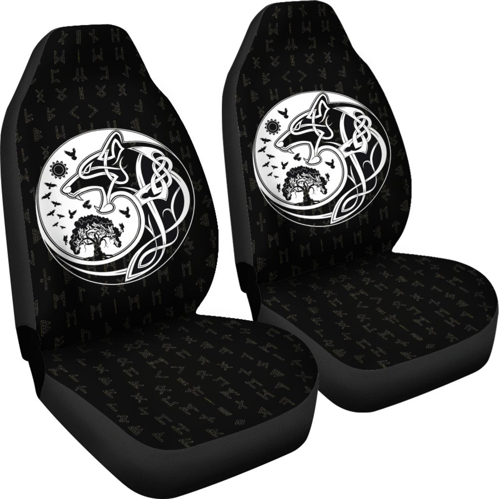Viking Car Seat Covers, Skoll and Hati Rune Tattoo RLT12 - Wonder Print Shop