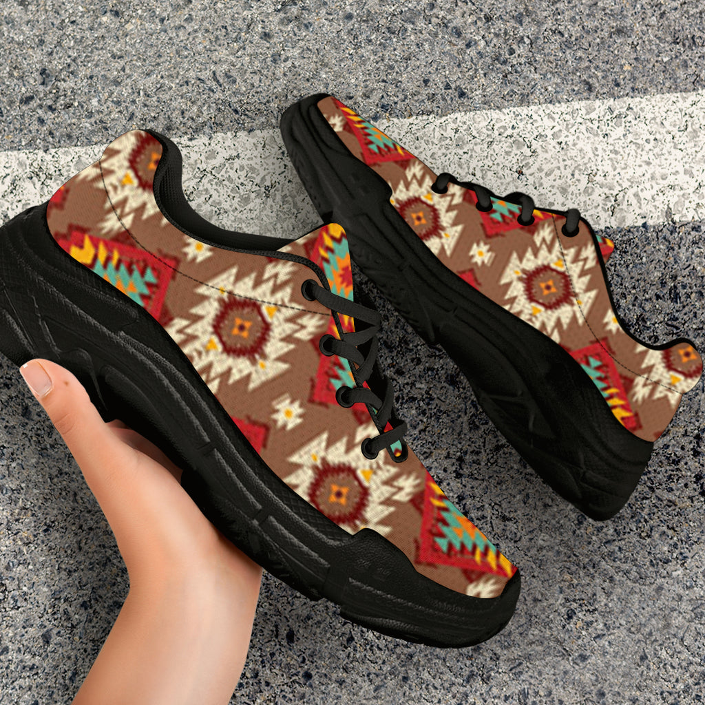 native-american-red-pattern-chunky-sneakers