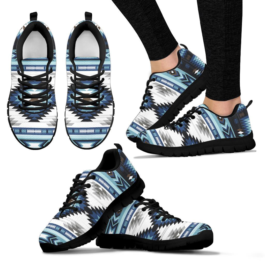 Native American Blue Colors Pattern Sneakers LT10 - Wonder Print Shop