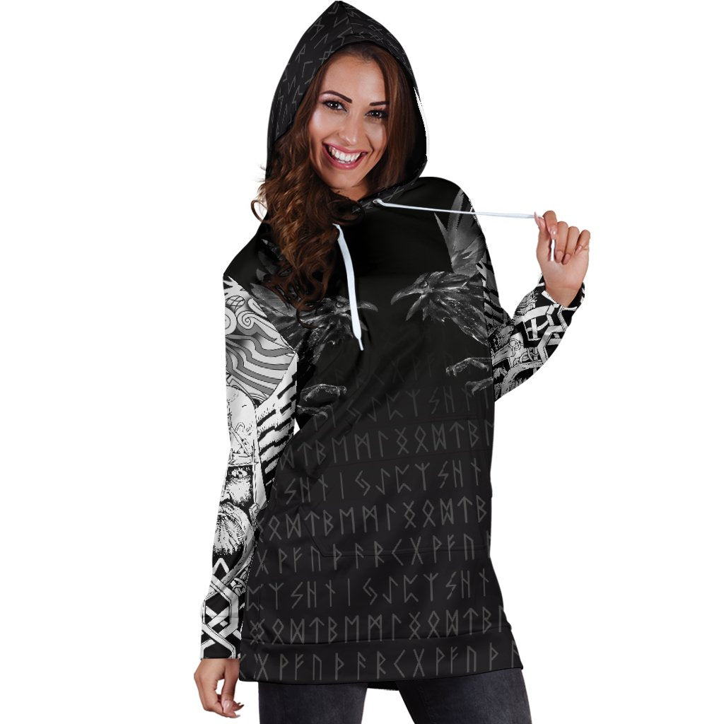 Viking Women's Hoodie Dress - Double Dragon Tattoo and Vegvisir Blood RLT12 - Wonder Print Shop