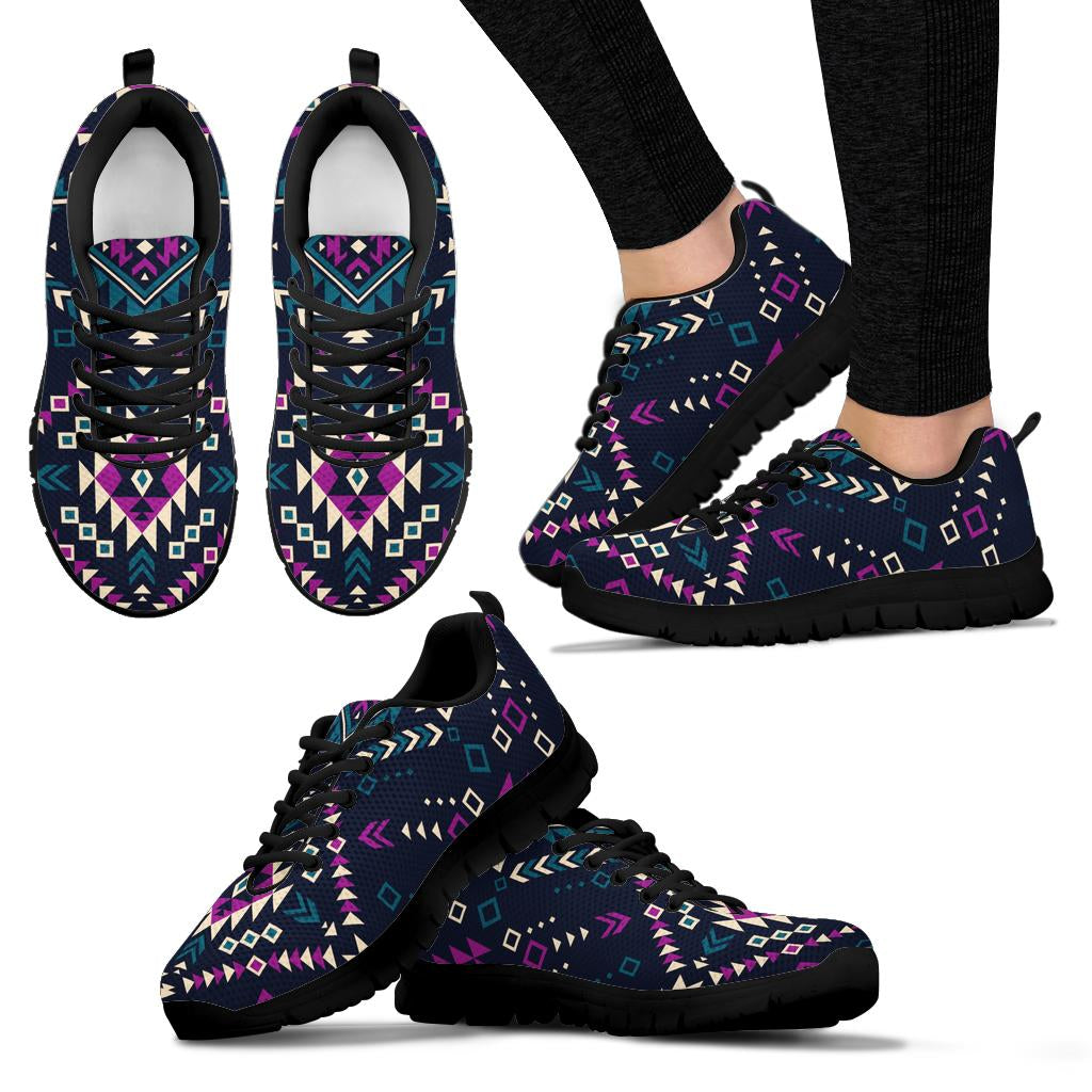 Native American Dark Color Pattern Sneakers LT10 - Wonder Print Shop