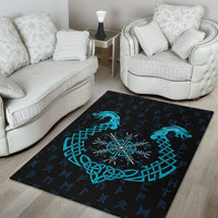 Viking Area Rug, Aegishjalmur Helm Of Awe Blue Edition RLT12 - Wonder Print Shop