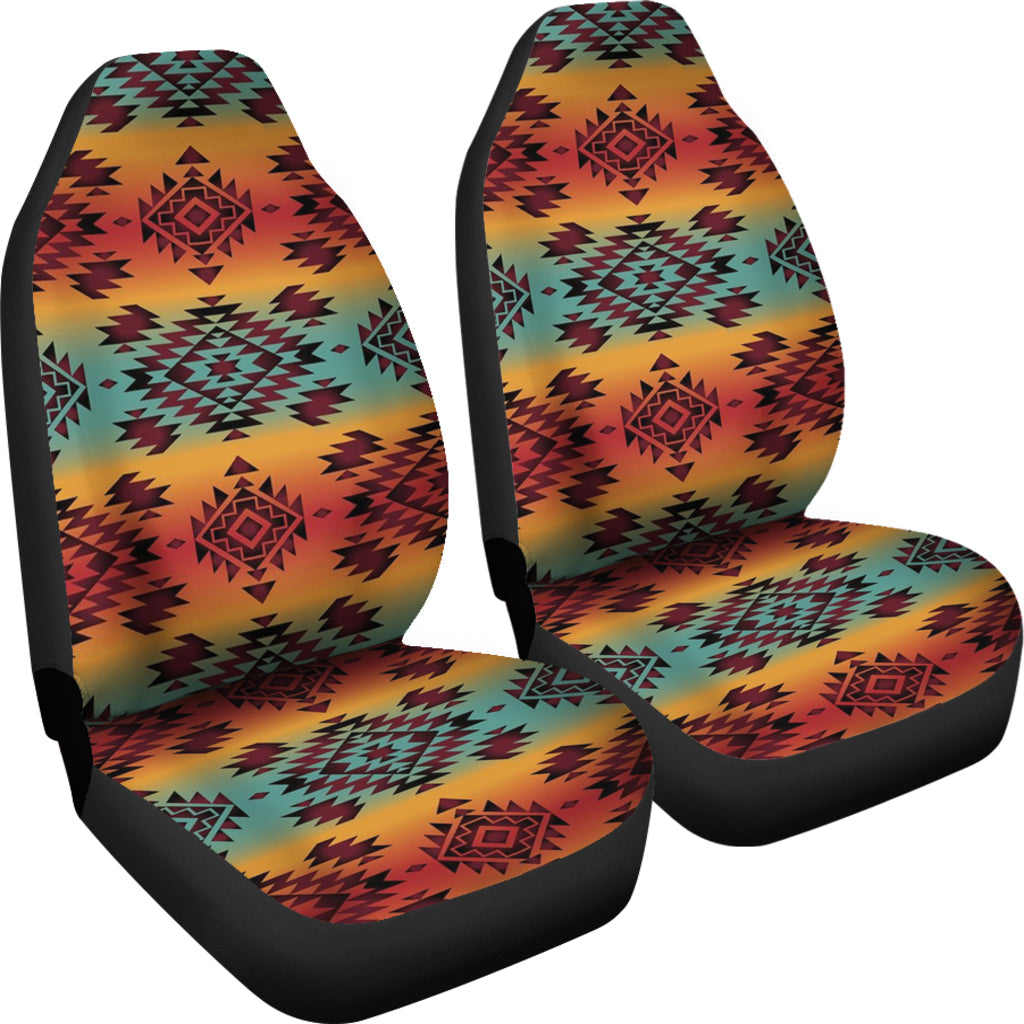 Blue Orange Pattern Car Seat Covers LT10 - Wonder Print Shop