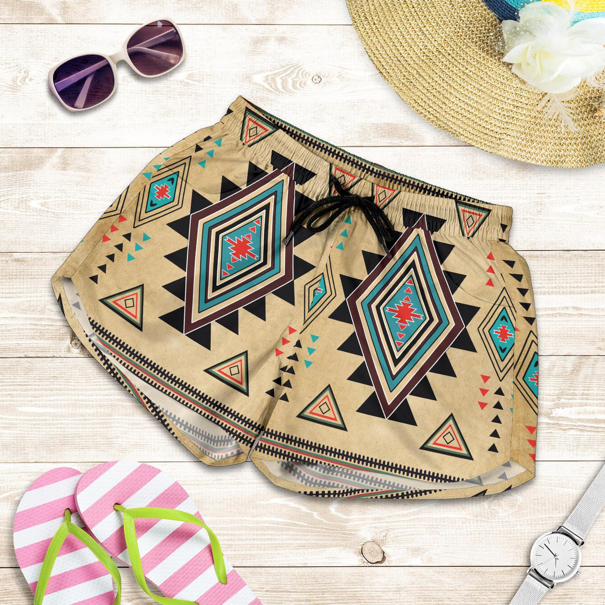 native-american-southwest-symbol-all-over-print-women-shorts