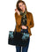 Viking Large Leather Tote, Fenrir Raven and Vegvisir Tattoo Cyan RLT12 - Wonder Print Shop