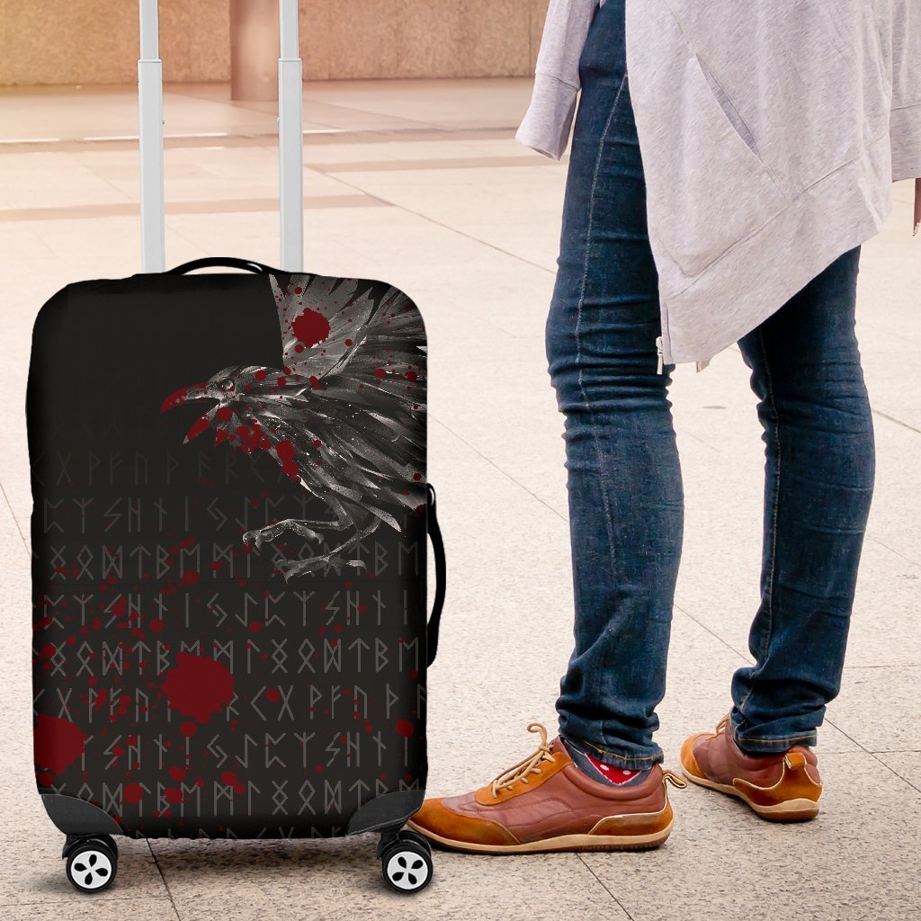 Viking Luggage Cover - The Raven Of Odin Rune Blood RLT12 - Wonder Print Shop