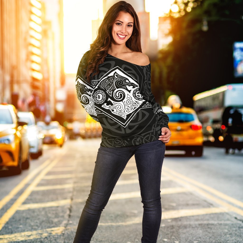 Vikings Off Shoulder Sweater The Wolves, Skoll and Hati RLT12 - Wonder Print Shop