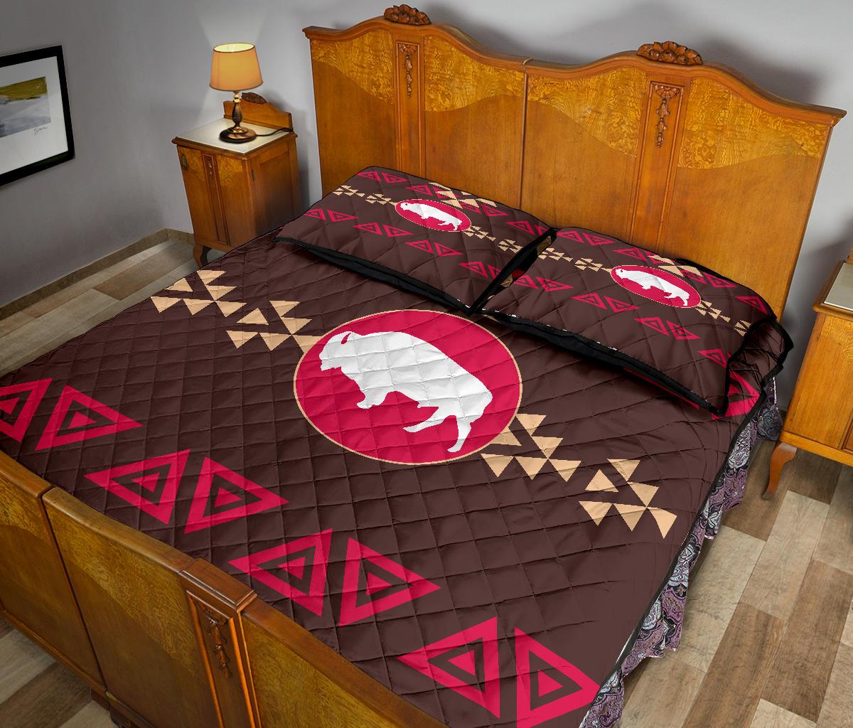 Brown Bison Native American Quilt Bed Set LT10 - Wonder Print Shop