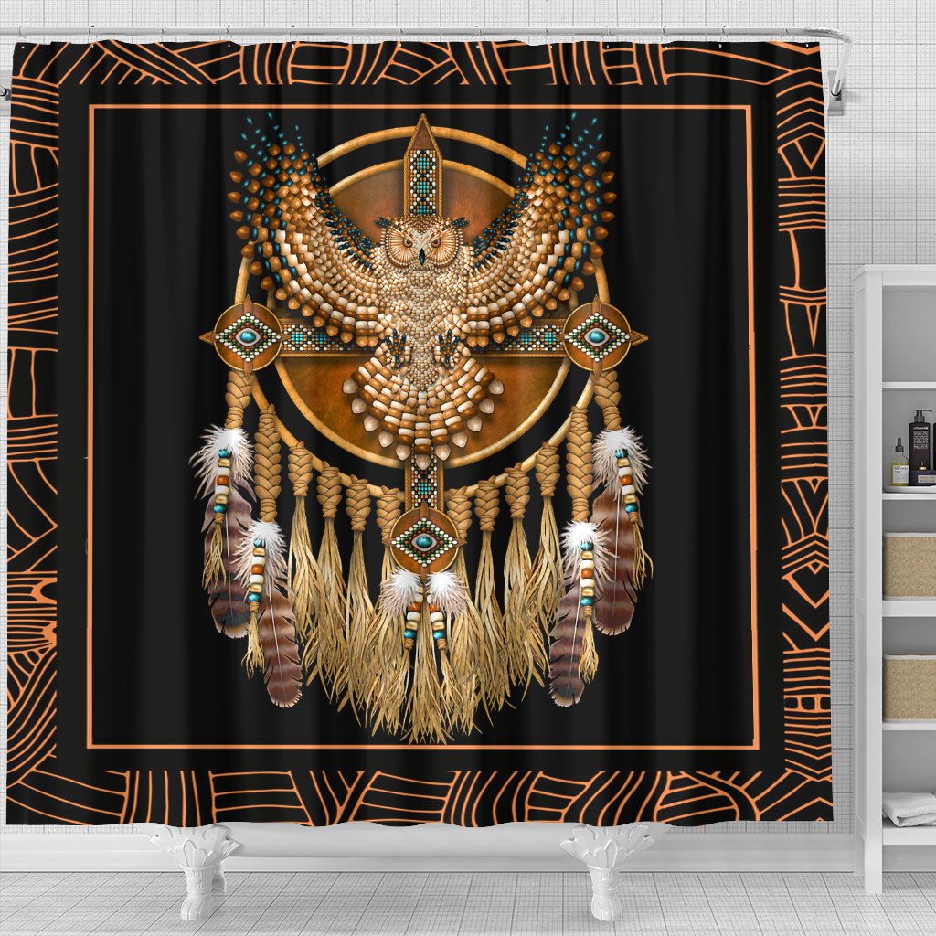 golden-owl-dreamcatcher-native-american-shower-curtain