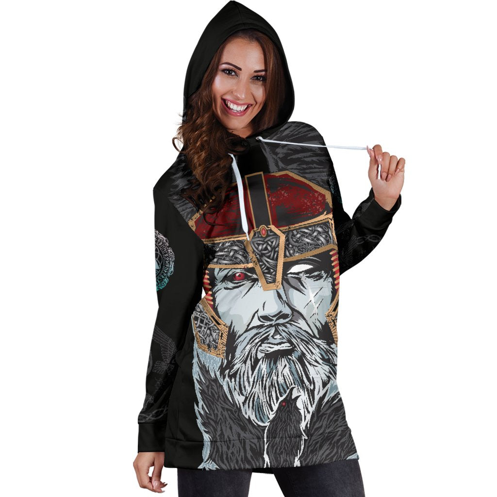 Viking Hoodie Dress Odin Valknut and Triple Horn RLT12 - Wonder Print Shop