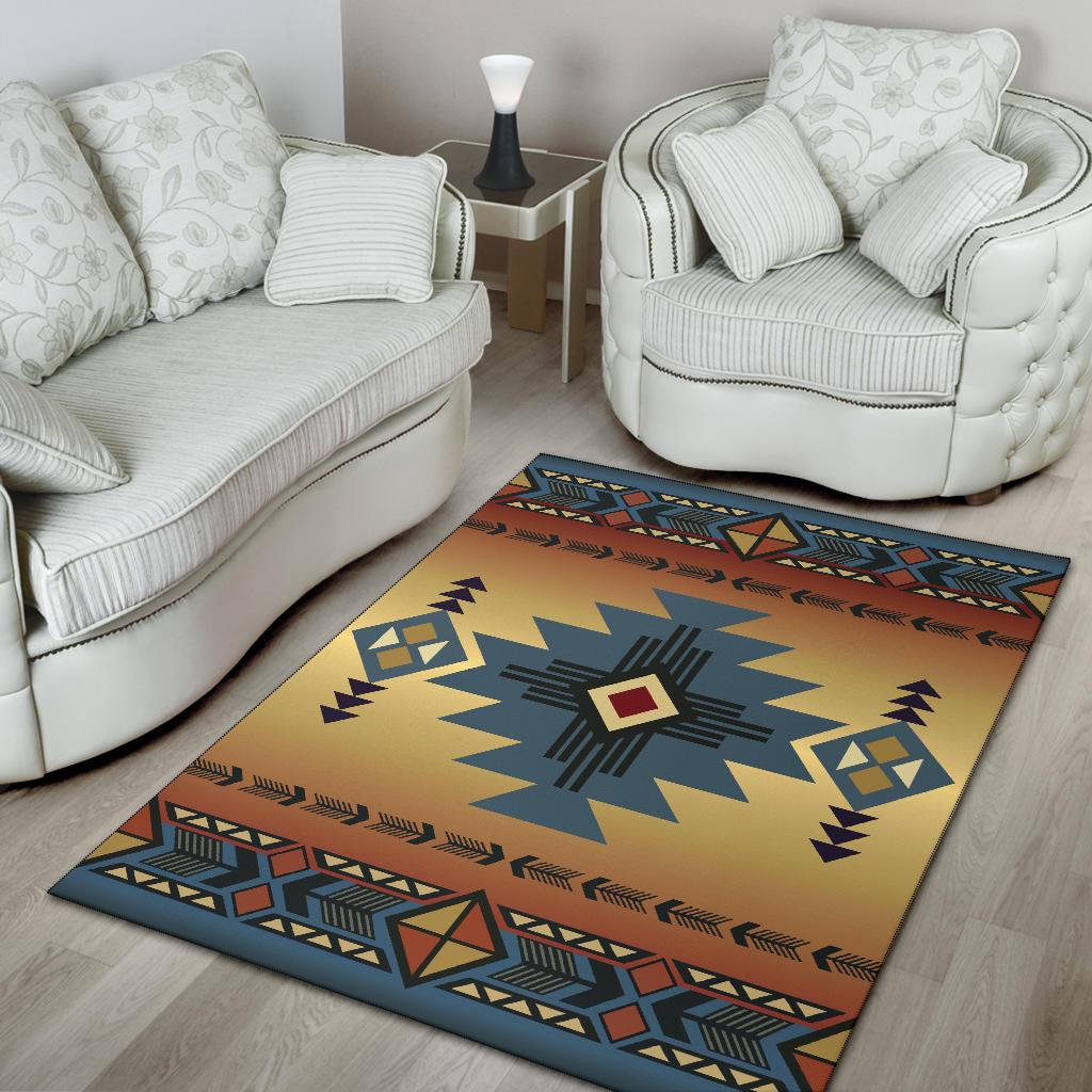 Southwest Blue Symbol Native American Area Rug LT10 - Wonder Print Shop