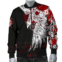 Custom Viking Men's Bomber Jacket - Mystical Raven Tattoo Blood RLT12 - Wonder Print Shop