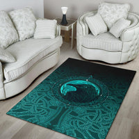 Viking Area Rug, Ethnic Odin Raven Cyan RLT12 - Wonder Print Shop