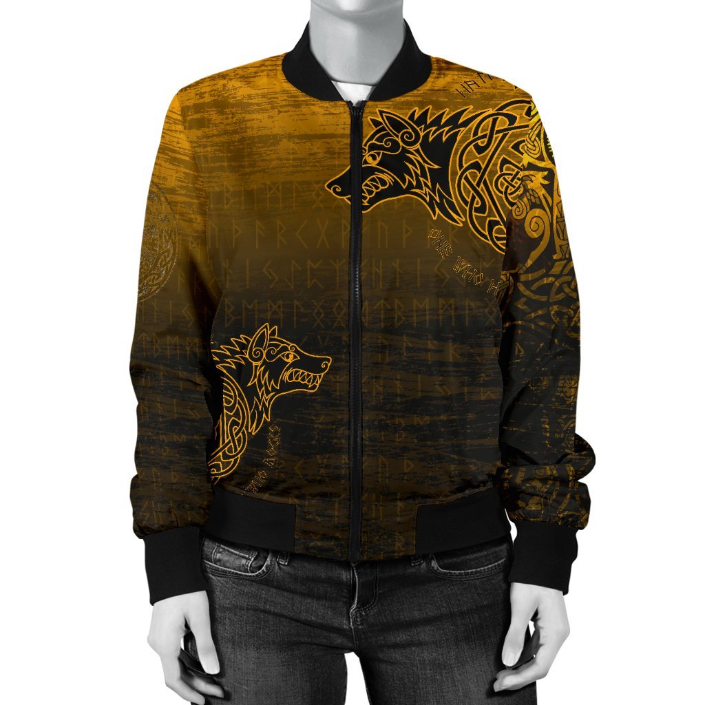 Viking Women's Bomber Jacket, Skoll and Hati RLT12 - Wonder Print Shop