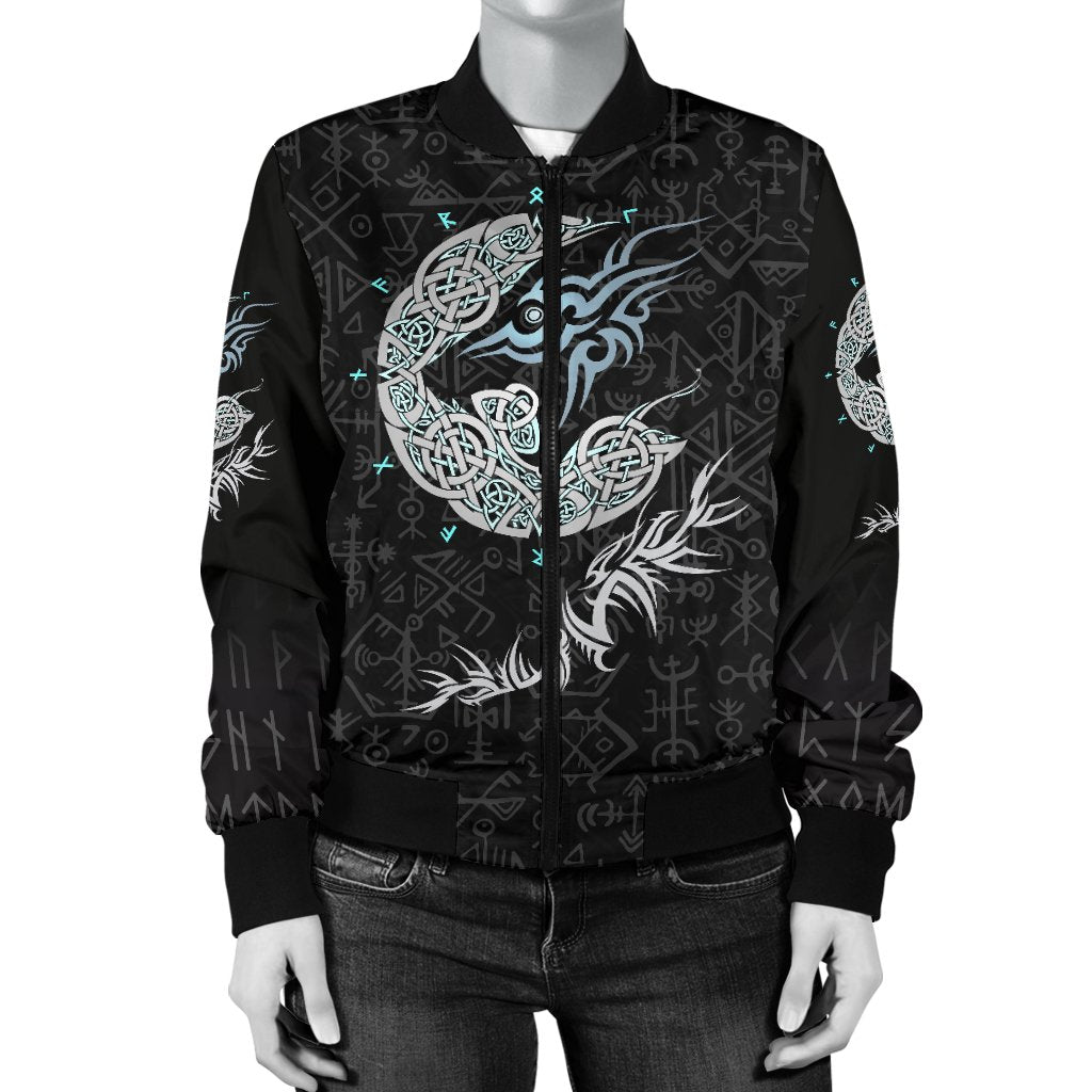 Viking Fenrir Wolf Women's Bomber Jacket RLT12 - Wonder Print Shop