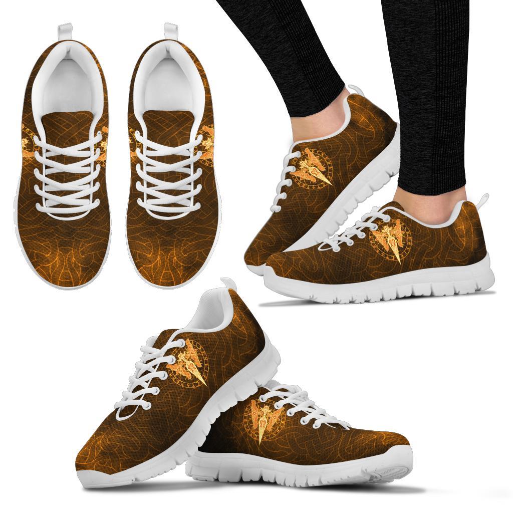Viking Sneakers Gold Spear Of The God Odin - Gungnir and Two Gold Ravens RLT12 - Wonder Print Shop