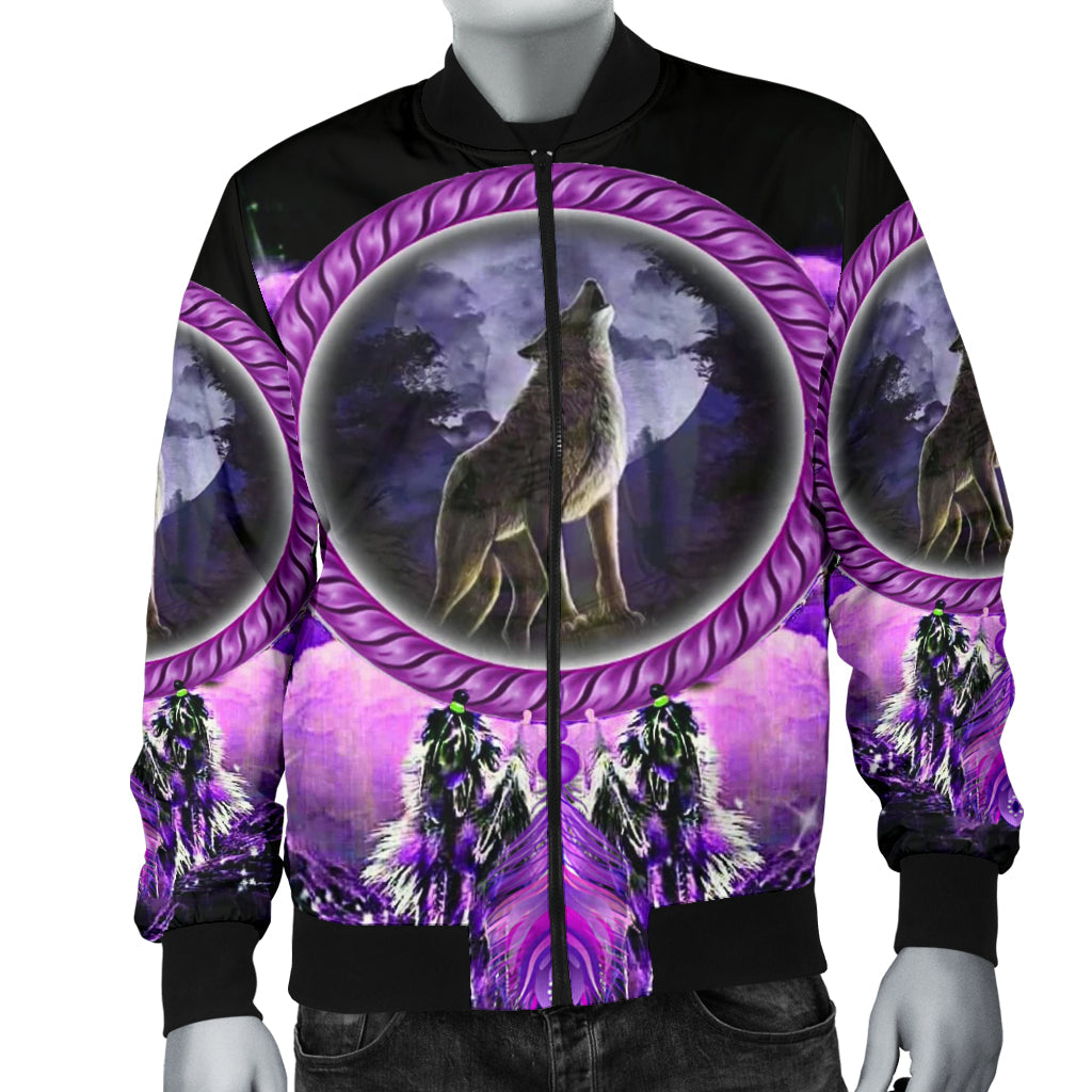 Howling Wolf Dream Men's Bomber Jacket LT10 - Wonder Print Shop