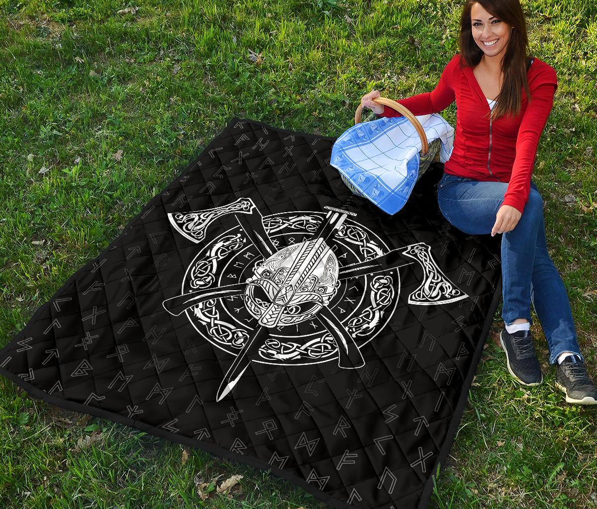 Viking Helmet Crossed Premium Quilt RLT12 - Wonder Print Shop