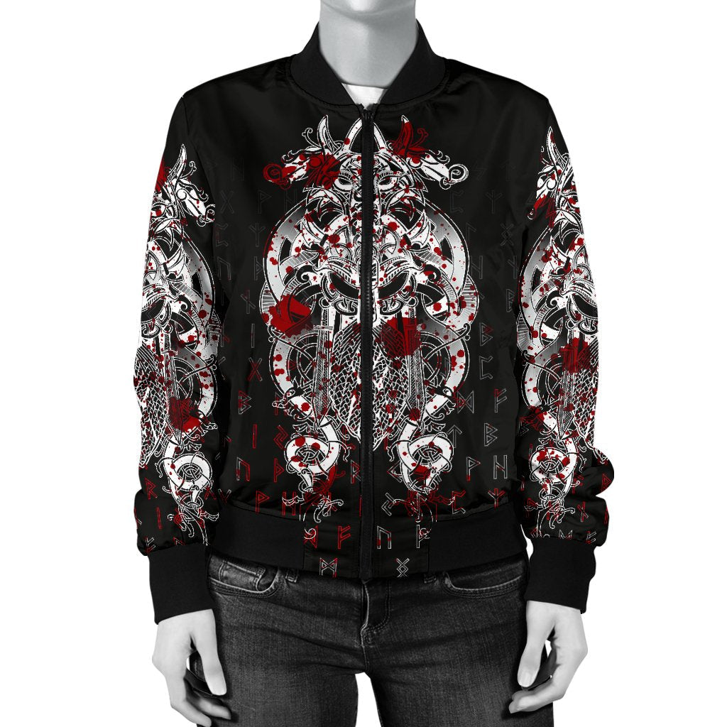 Viking Tyr Tattoo Blood Women's Bomber Jacket RLT12 - Wonder Print Shop
